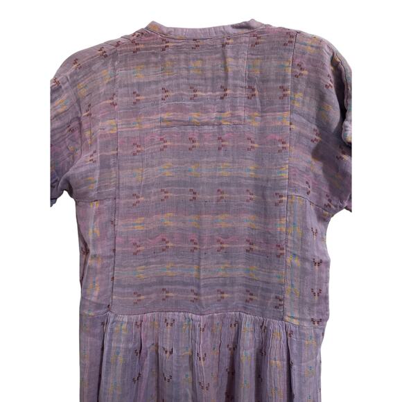 Ace & Jig Purple Ikat Woven Dress XS – Short Sleeve Midi, Handwoven Cotton - Picture 5 of 7